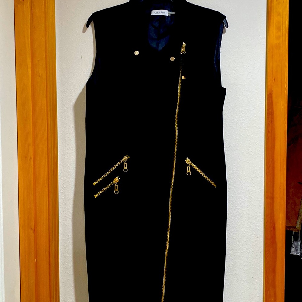 Black designer zipper dress